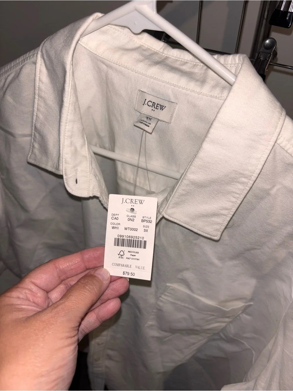 J. Crew White Cotton Button-Down Shirt women’s - Picture 2 of 3